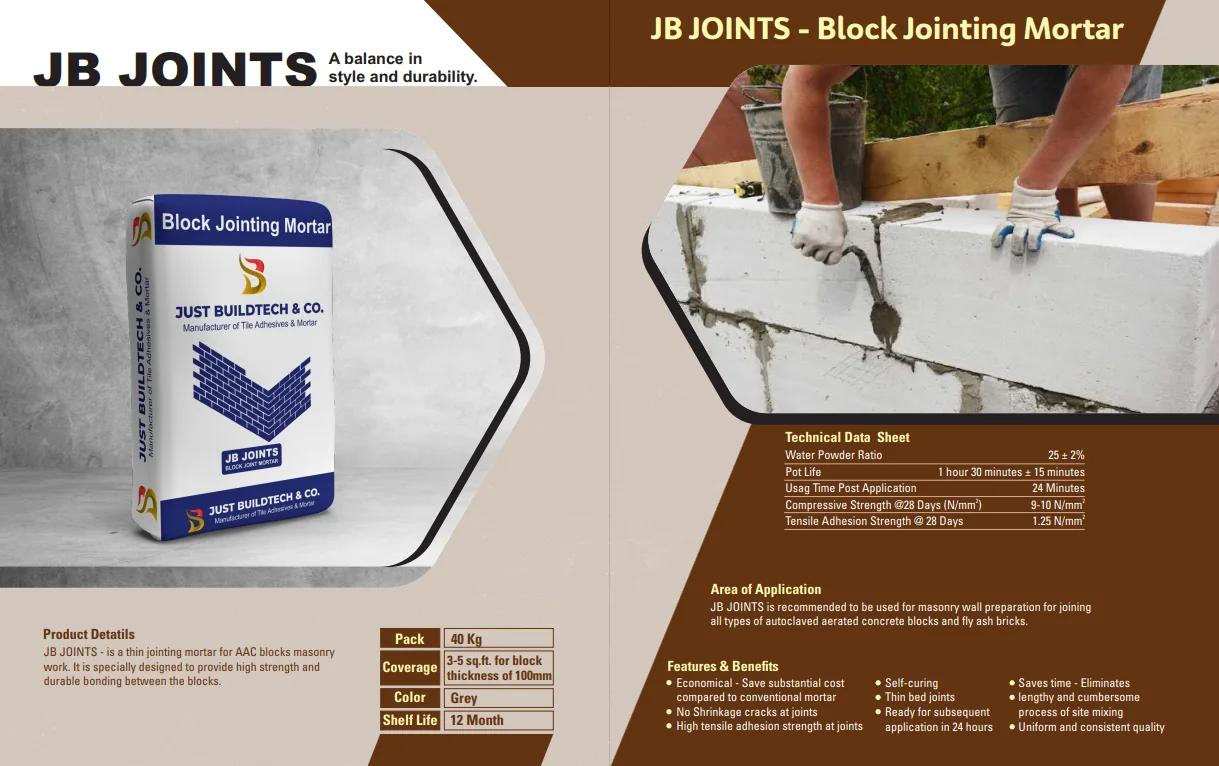 JB Joints — block jointing mortar