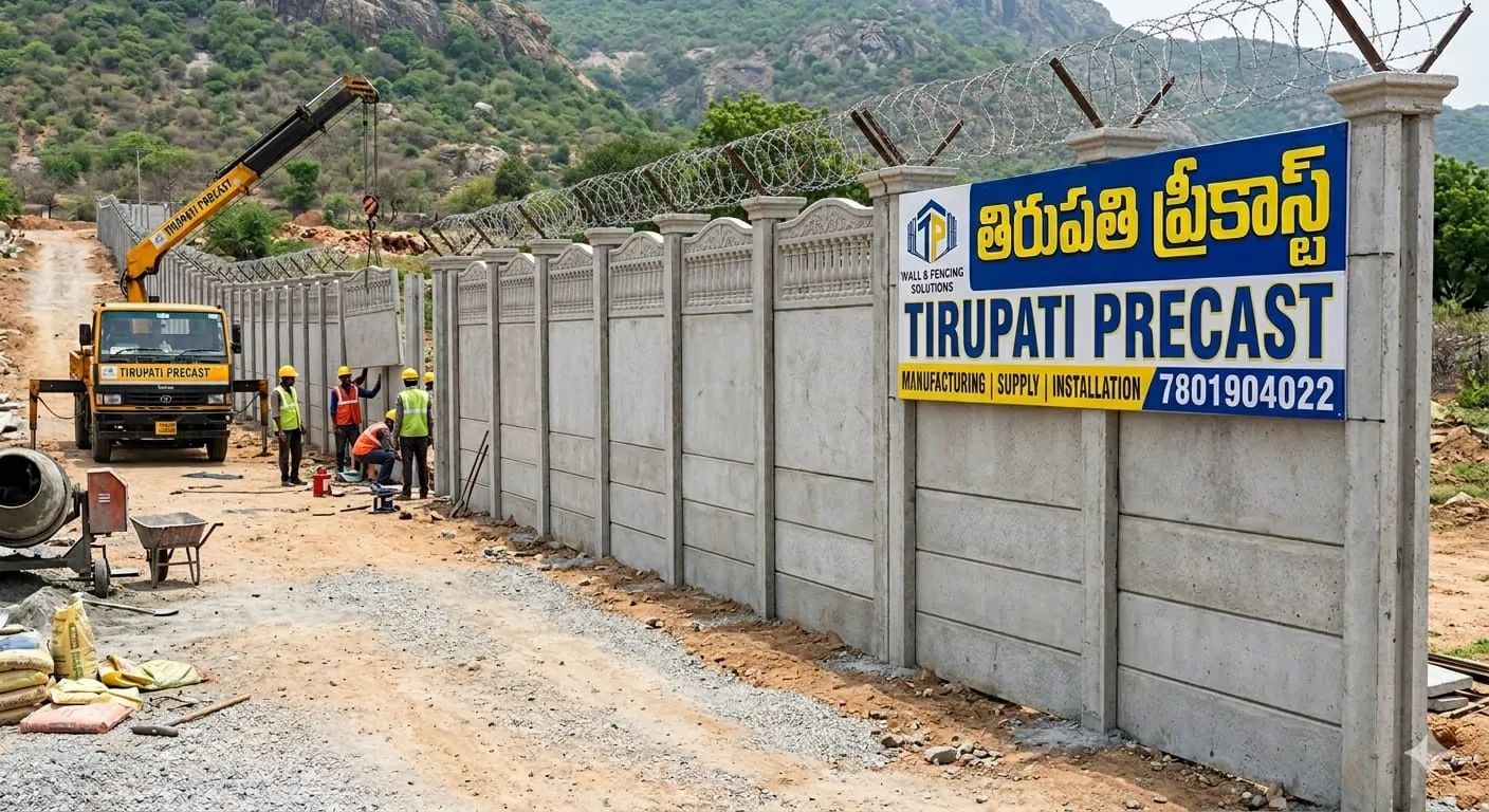 Precast compound wall with fencing